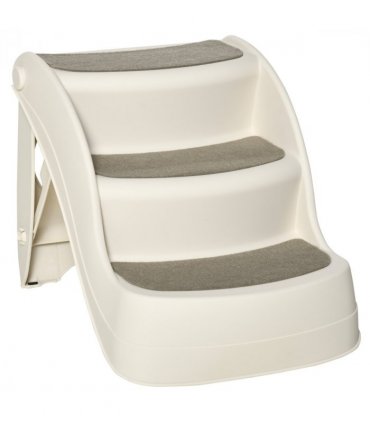 Portable Dog Steps Non-slip Pet Stairs 3-Step Design for High Beds Sofas, Cream