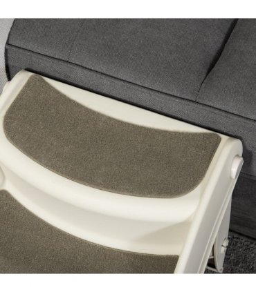 Portable Dog Steps Non-slip Pet Stairs 3-Step Design for High Beds Sofas, Cream