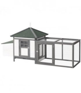 Chicken Coop Small Animal Pet Cage w/ Nesting Box Outdoor Run Backyard Wooden