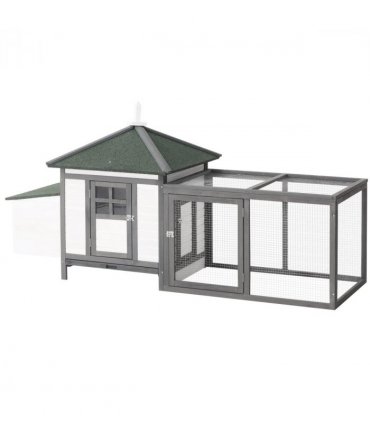 Chicken Coop Small Animal Pet Cage w/ Nesting Box Outdoor Run Backyard Wooden