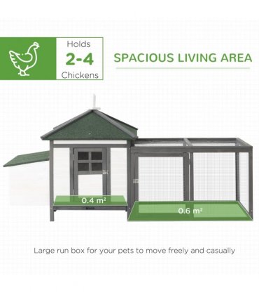Chicken Coop Small Animal Pet Cage w/ Nesting Box Outdoor Run Backyard Wooden