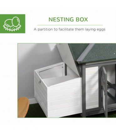 Chicken Coop Small Animal Pet Cage w/ Nesting Box Outdoor Run Backyard Wooden