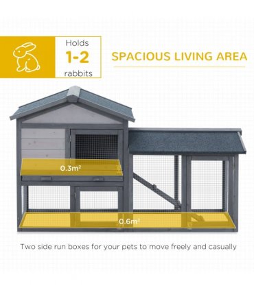 5ft Wooden Rabbit Guniea Pigs Hutch with Run 2 Tiers Outdoor Cage Pet House