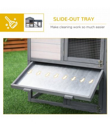 5ft Wooden Rabbit Guniea Pigs Hutch with Run 2 Tiers Outdoor Cage Pet House