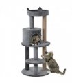 104cm Deluxe Cat Activity Tree w/ Scratching Posts Ear Perch House - Grey