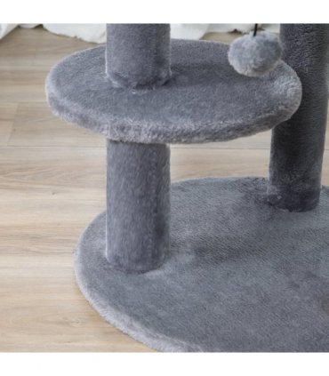 104cm Deluxe Cat Activity Tree w/ Scratching Posts Ear Perch House - Grey
