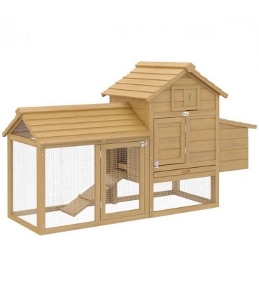 Small Chicken Coop Hen Cage Nesting Box Outdoor Run Wood Color 150.5 x 54 x 87cm