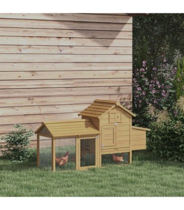 Small Chicken Coop Hen Cage Nesting Box Outdoor Run Wood Color 150.5 x 54 x 87cm