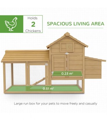 Small Chicken Coop Hen Cage Nesting Box Outdoor Run Wood Color 150.5 x 54 x 87cm
