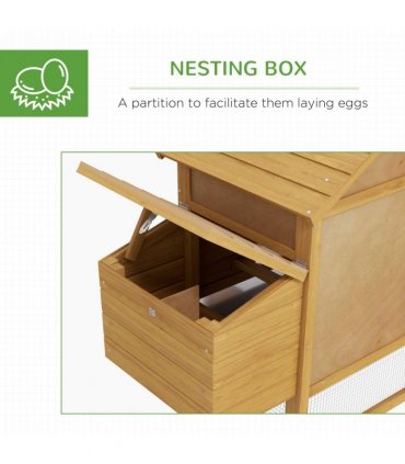 Small Chicken Coop Hen Cage Nesting Box Outdoor Run Wood Color 150.5 x 54 x 87cm