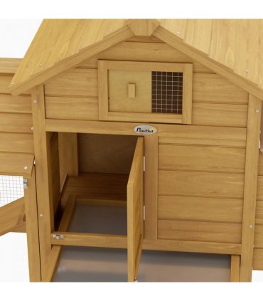 Small Chicken Coop Hen Cage Nesting Box Outdoor Run Wood Color 150.5 x 54 x 87cm