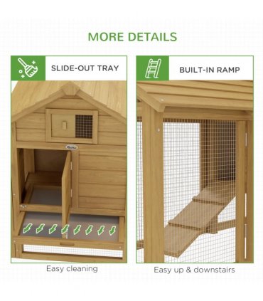 Small Chicken Coop Hen Cage Nesting Box Outdoor Run Wood Color 150.5 x 54 x 87cm