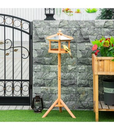 Bird Stand Feeder Table Feeding Station Garden Wood Coop Parrot Nesting Stand