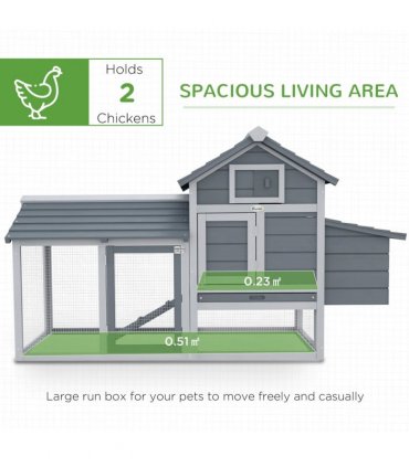 Grey Solid Fir Wood Small Chicken Coop 150.5 x 54 x 87 cm Outdoor Run