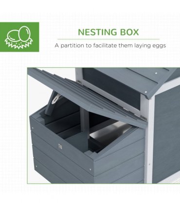 Grey Solid Fir Wood Small Chicken Coop 150.5 x 54 x 87 cm Outdoor Run