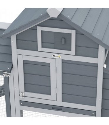 Grey Solid Fir Wood Small Chicken Coop 150.5 x 54 x 87 cm Outdoor Run