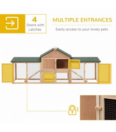 Wooden Rabbit Hutch Bunny Cage Guinea Pig House w/ Slide-out Tray Outdoor Run