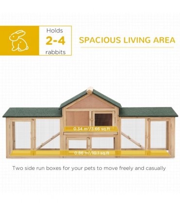Wooden Rabbit Hutch Bunny Cage Guinea Pig House w/ Slide-out Tray Outdoor Run