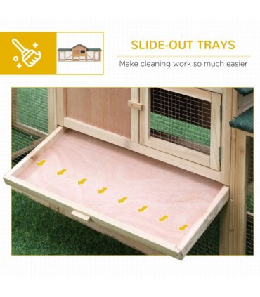 Wooden Rabbit Hutch Bunny Cage Guinea Pig House w/ Slide-out Tray Outdoor Run