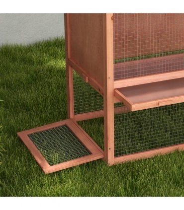 2 Tier Wood Rabbit Hutch Water Resistant Asphalt Roof Ramp 144 x 64.5 x 100 cm