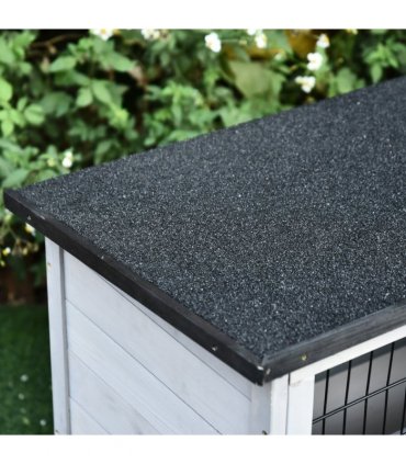 Rabbit Hutch and Run w/ Removable Tray Openable Top for Indoors & Outdoors Grey