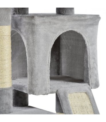 Cat Rest & Play Activity Tree Grey Plush 59L x 39W x 83H cm 2 House Cushion