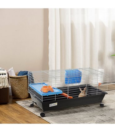 Cage Black 89L x 44W x 43H cm Small Animal Home for Rabbit Ferret Chinchilla