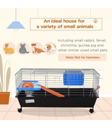 Cage Black 89L x 44W x 43H cm Small Animal Home for Rabbit Ferret Chinchilla