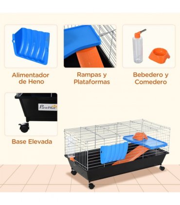 Cage Black 89L x 44W x 43H cm Small Animal Home for Rabbit Ferret Chinchilla