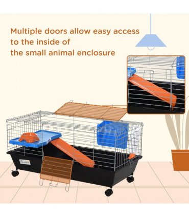 Cage Black 89L x 44W x 43H cm Small Animal Home for Rabbit Ferret Chinchilla