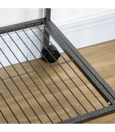 Rolling Bird Cage w/ Detachable Stand, Storage Shelf, Wood Perch, Food Container