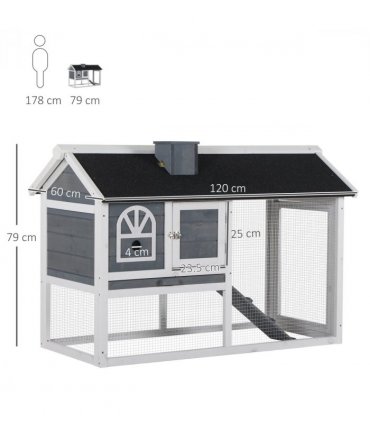 Rabbit Hutch Wood Bunny Cage for Outdoor Indoor w/ Pull Out Tray Run Box Ramp