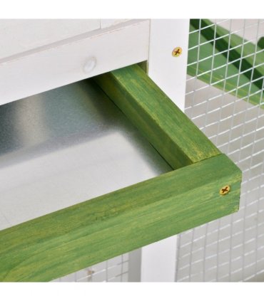 Rabbit Hutch Wood Bunny Cage for Outdoor Indoor w/ Pull Out Tray Run Ramp Green