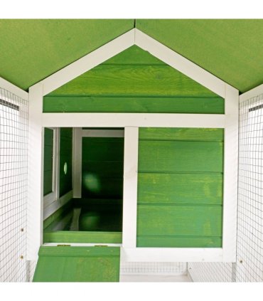 Rabbit Hutch Wood Bunny Cage for Outdoor Indoor w/ Pull Out Tray Run Ramp Green