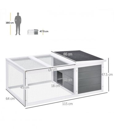 Rabbit Hutch Small Animal Cage Pet Run Cover, with Water-resistant Asphalt Roof