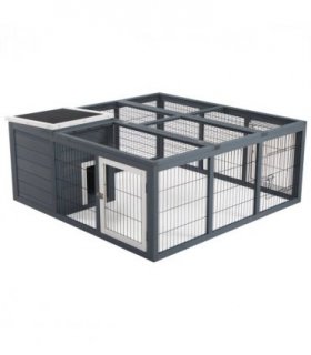 Rabbit Run Small Animal Hutch Guinea Pig House with Openable Main House & Roof