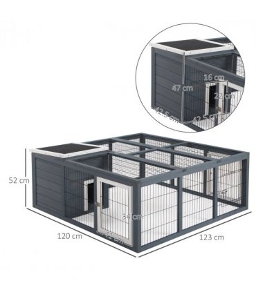 Rabbit Run Small Animal Hutch Guinea Pig House with Openable Main House & Roof