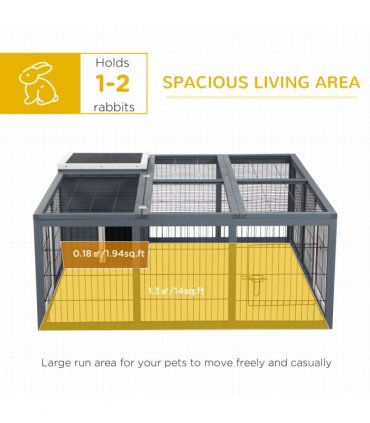 Rabbit Run Small Animal Hutch Guinea Pig House with Openable Main House & Roof