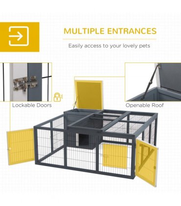 Rabbit Run Small Animal Hutch Guinea Pig House with Openable Main House & Roof