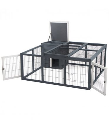 Rabbit Run Small Animal Hutch Guinea Pig House with Openable Main House & Roof