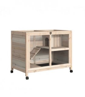 Indoor Rabbit Hutch Guinea Pig House Bunny Cage Openable Roof, Natural