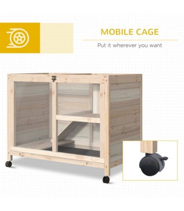 Indoor Rabbit Hutch Guinea Pig House Bunny Cage Openable Roof, Natural
