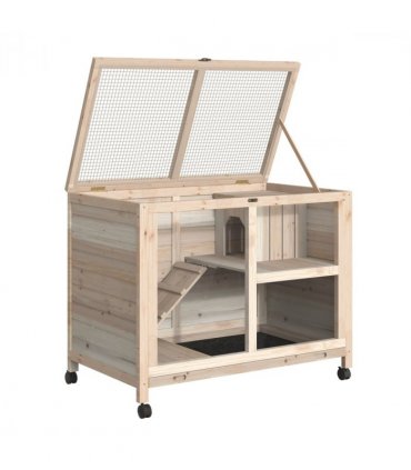 Indoor Rabbit Hutch Guinea Pig House Bunny Cage Openable Roof, Natural