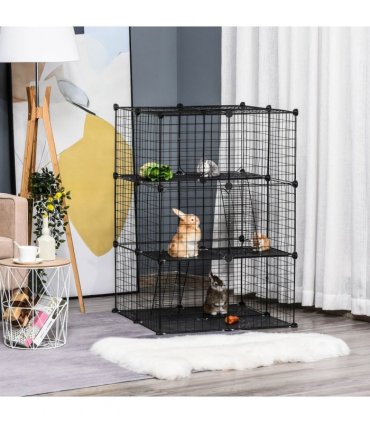 Pet Playpen DIY Small Animal Cage w/ Doors Ramps for Kitten Bunny Chinchilla