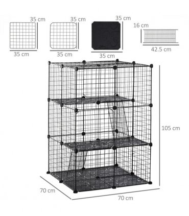 Pet Playpen DIY Small Animal Cage w/ Doors Ramps for Kitten Bunny Chinchilla