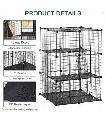 Pet Playpen DIY Small Animal Cage w/ Doors Ramps for Kitten Bunny Chinchilla