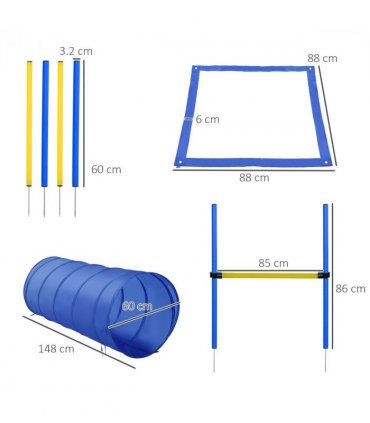 Pet Agility Training Equipment Dog Play Run Jump (Poles + Hurdle + Tunnel +