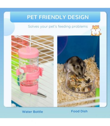 Five-Level Hamster Cage w/ Tubes, Water Bottle, Exercise Wheel, Ramps - Blue