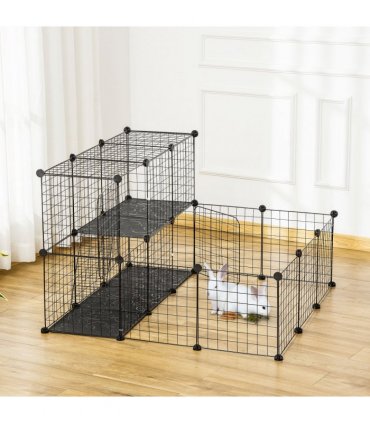 Pet Playpen DIY Small Animal Cage for Rabbit Ferret Chinchilla Guinea Pig Black