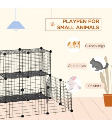 Pet Playpen DIY Small Animal Cage for Rabbit Ferret Chinchilla Guinea Pig Black